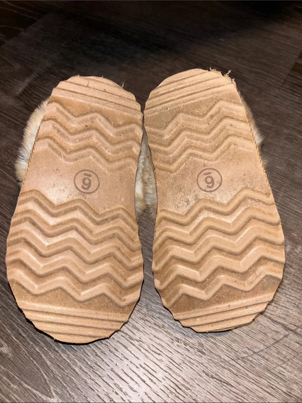 Target Kids Tan Faux Fur Lined Slippers